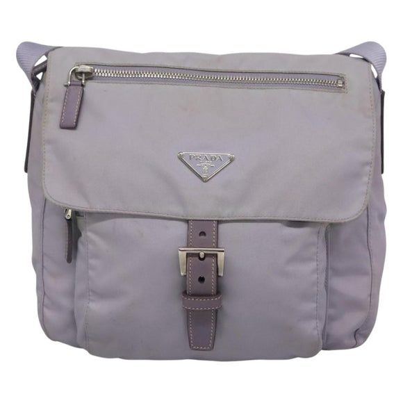 PRADA Shoulder Bag Nylon Purple Silver Auth 124063