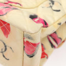 CHANEL Matelasse Chain Shoulder Bag Vinyl Coating White Gold CC Auth 124073AV-17