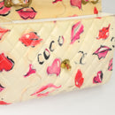 CHANEL Matelasse Chain Shoulder Bag Vinyl Coating White Gold CC Auth 124073AV-20