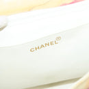 CHANEL Matelasse Chain Shoulder Bag Vinyl Coating White Gold CC Auth 124073AV-21