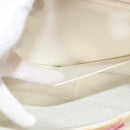 CHANEL Matelasse Chain Shoulder Bag Vinyl Coating White Gold CC Auth 124073AV-26