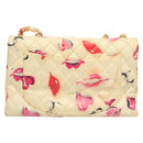 CHANEL Matelasse Chain Shoulder Bag Vinyl Coating White Gold CC Auth 124073AV-2