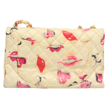 CHANEL Matelasse Chain Shoulder Bag Vinyl Coating White Gold CC Auth 124073AV - 0