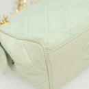 CHANEL Matelasse Chain Shoulder Bag Lamb Skin Peppermint Gold CC Auth 124074-15