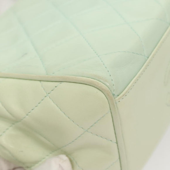 CHANEL Matelasse Chain Shoulder Bag Lamb Skin Peppermint Gold CC Auth 124074