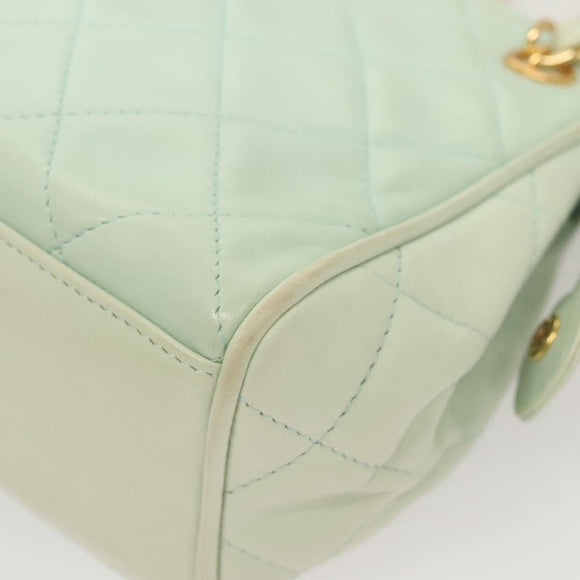 CHANEL Matelasse Chain Shoulder Bag Lamb Skin Peppermint Gold CC Auth 124074