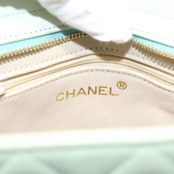CHANEL Matelasse Chain Shoulder Bag Lamb Skin Peppermint Gold CC Auth 124074