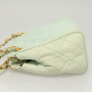 CHANEL Matelasse Chain Shoulder Bag Lamb Skin Peppermint Gold CC Auth 124074-4