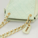 CHANEL Matelasse Chain Shoulder Bag Lamb Skin Peppermint Gold CC Auth 124074-6