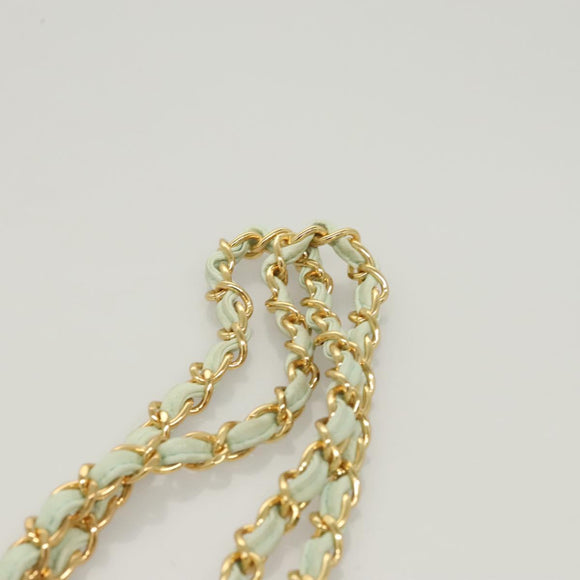 CHANEL Matelasse Chain Shoulder Bag Lamb Skin Peppermint Gold CC Auth 124074