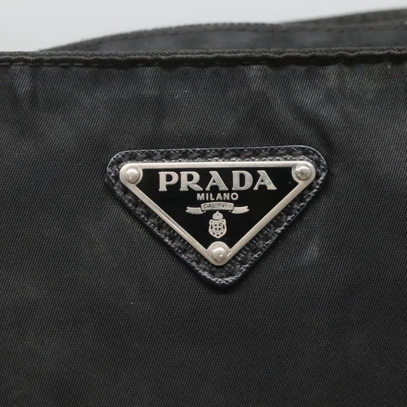 PRADA Shoulder Bag Nylon Black Silver Auth 124085