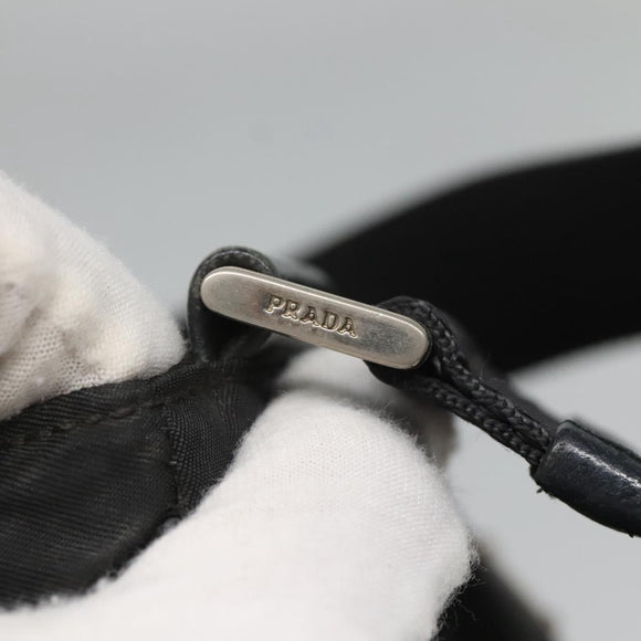 PRADA Shoulder Bag Nylon Black Silver Auth 124085