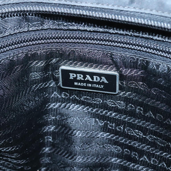 PRADA Shoulder Bag Nylon Black Silver Auth 124085