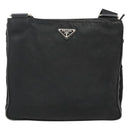 PRADA Shoulder Bag Nylon Black Silver Auth 124085-13