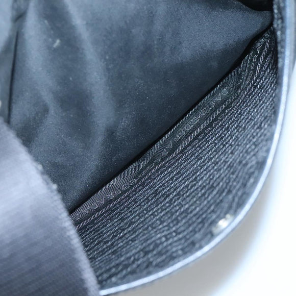 PRADA Shoulder Bag Nylon Black Silver Auth 124085