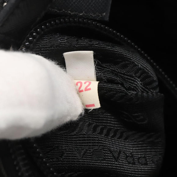 PRADA Shoulder Bag Nylon Black Silver Auth 124085