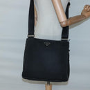 PRADA Shoulder Bag Nylon Black Silver Auth 124085-26