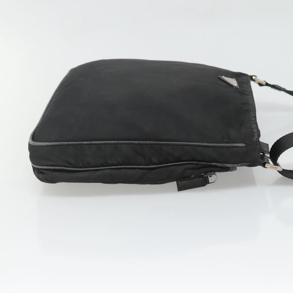 PRADA Shoulder Bag Nylon Black Silver Auth 124085