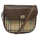 Burberrys Nova Check Shoulder Bag Canvas Beige Gold Auth 124096-1