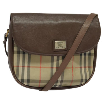 Burberrys Nova Check Shoulder Bag Canvas Beige Gold Auth 124096