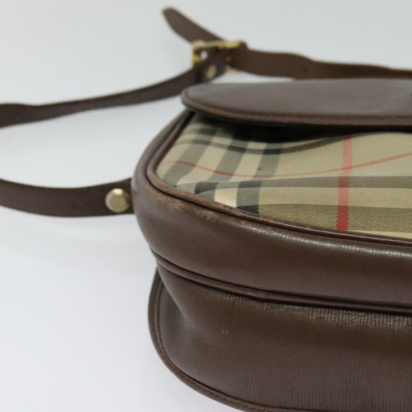 Burberrys Nova Check Shoulder Bag Canvas Beige Gold Auth 124096