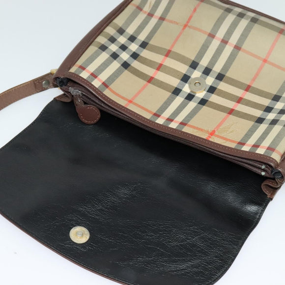 Burberrys Nova Check Shoulder Bag Canvas Beige Gold Auth 124096