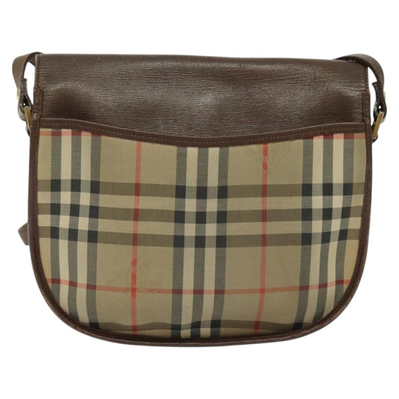 Burberrys Nova Check Shoulder Bag Canvas Beige Gold Auth 124096