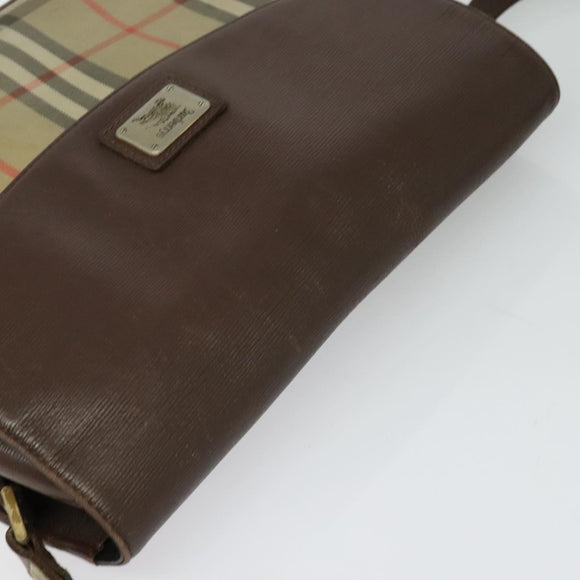 Burberrys Nova Check Shoulder Bag Canvas Beige Gold Auth 124096