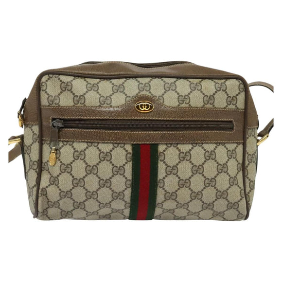 GUCCI GG Supreme Web Sherry Line Shoulder Bag PVC Beige 24 02 005 Auth 124097