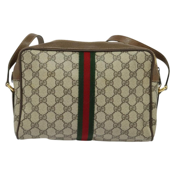 GUCCI GG Supreme Web Sherry Line Shoulder Bag PVC Beige 24 02 005 Auth 124097