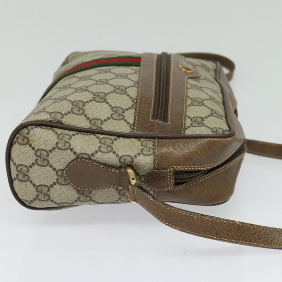 GUCCI GG Supreme Web Sherry Line Shoulder Bag PVC Beige 24 02 005 Auth 124097