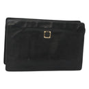 LOEWE Anagram Clutch Bag Leather Black Gold Auth 124098-1