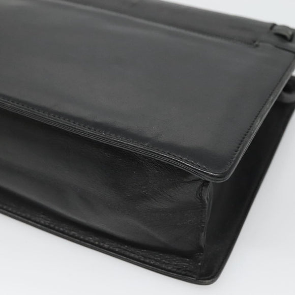 LOEWE Anagram Clutch Bag Leather Black Gold Auth 124098