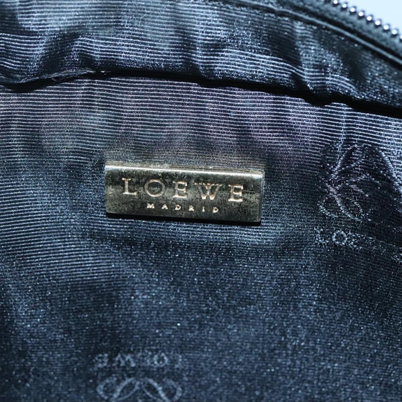 LOEWE Anagram Clutch Bag Leather Black Gold Auth 124098