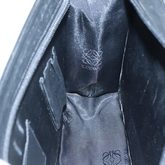 LOEWE Anagram Clutch Bag Leather Black Gold Auth 124098