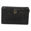 LOEWE Anagram Clutch Bag Leather Black Gold Auth 124098-13