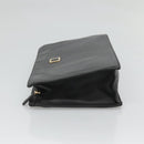 LOEWE Anagram Clutch Bag Leather Black Gold Auth 124098-3
