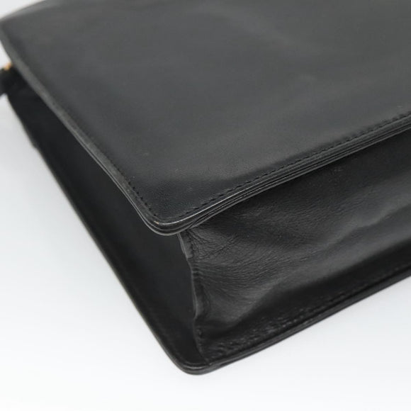 LOEWE Anagram Clutch Bag Leather Black Gold Auth 124098