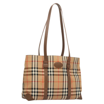 BURBERRY Nova Check Tote Bag Canvas Beige Auth 124112