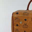 MCM Logogram Vicetos Hand Bag PVC Leather Brown Gold Auth 124114-16