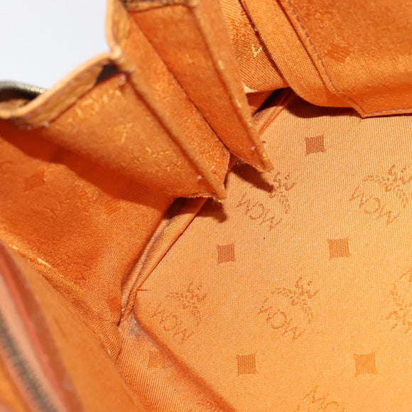 MCM Logogram Vicetos Hand Bag PVC Leather Brown Gold Auth 124114