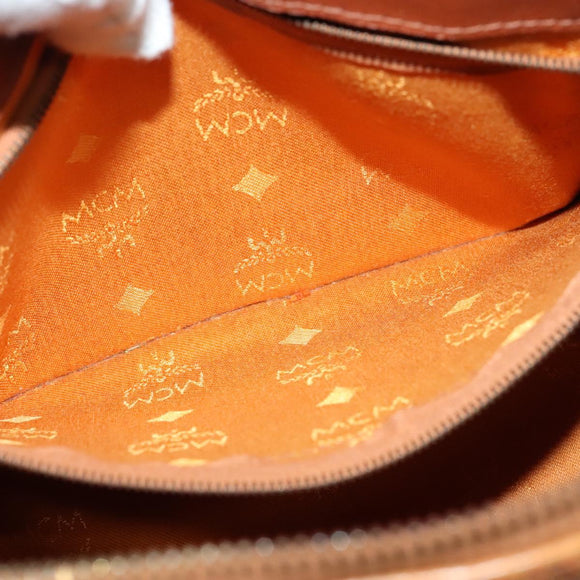 MCM Logogram Vicetos Hand Bag PVC Leather Brown Gold Auth 124114