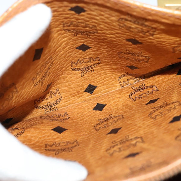 MCM Logogram Vicetos Hand Bag PVC Leather Brown Gold Auth 124114