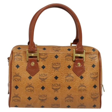 MCM Logogram Vicetos Hand Bag PVC Leather Brown Gold Auth 124114 - 0