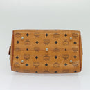 MCM Logogram Vicetos Hand Bag PVC Leather Brown Gold Auth 124114-5