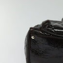 CHANEL Matelasse COCO Mark Hand Bag Patent leather Dark Brown CC Auth 124127-9