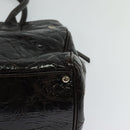 CHANEL Matelasse COCO Mark Hand Bag Patent leather Dark Brown CC Auth 124127-16