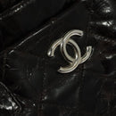 CHANEL Matelasse COCO Mark Hand Bag Patent leather Dark Brown CC Auth 124127-17
