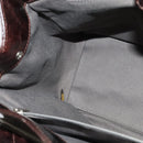 CHANEL Matelasse COCO Mark Hand Bag Patent leather Dark Brown CC Auth 124127-19