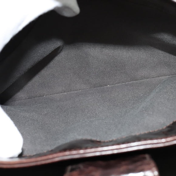 CHANEL Matelasse COCO Mark Hand Bag Patent leather Dark Brown CC Auth 124127